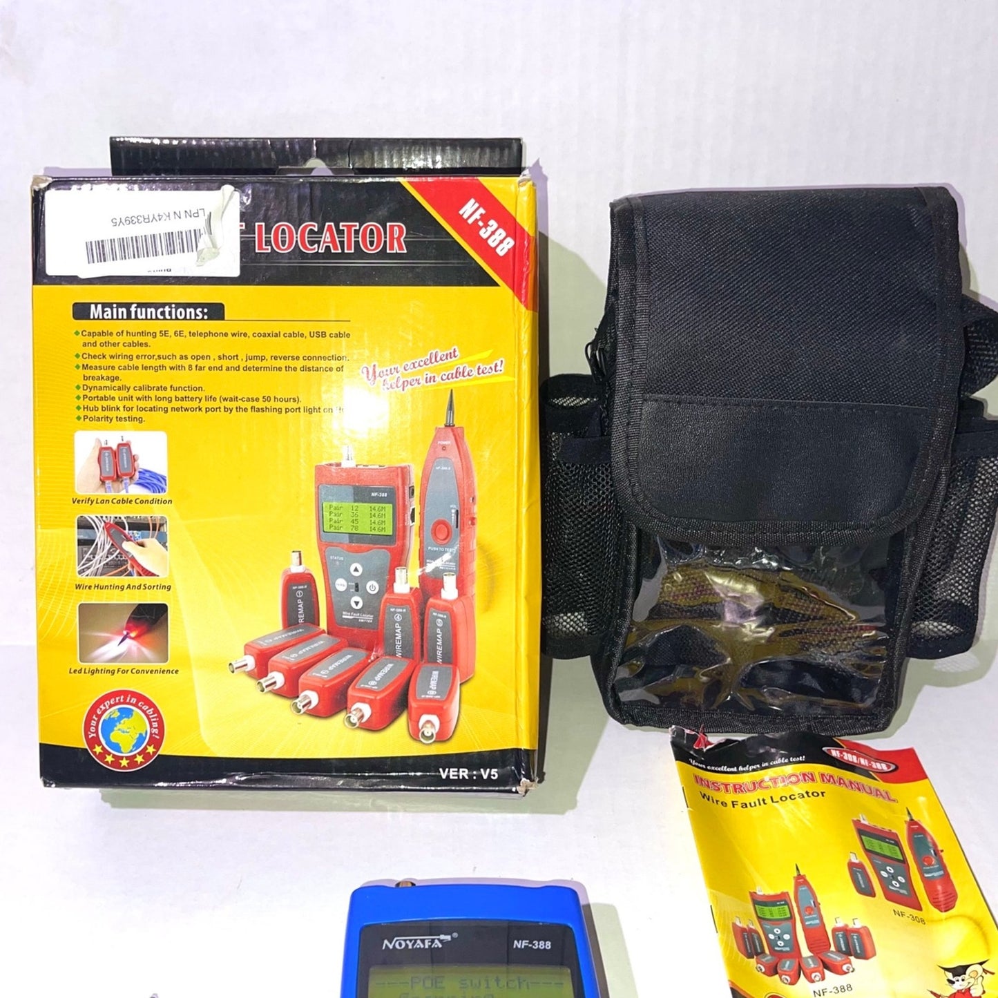 Network Cable Tester NF-388 Measure Length Continuity Test Wire Tracker RJ45 RJ11 Ethernet Cable Tester