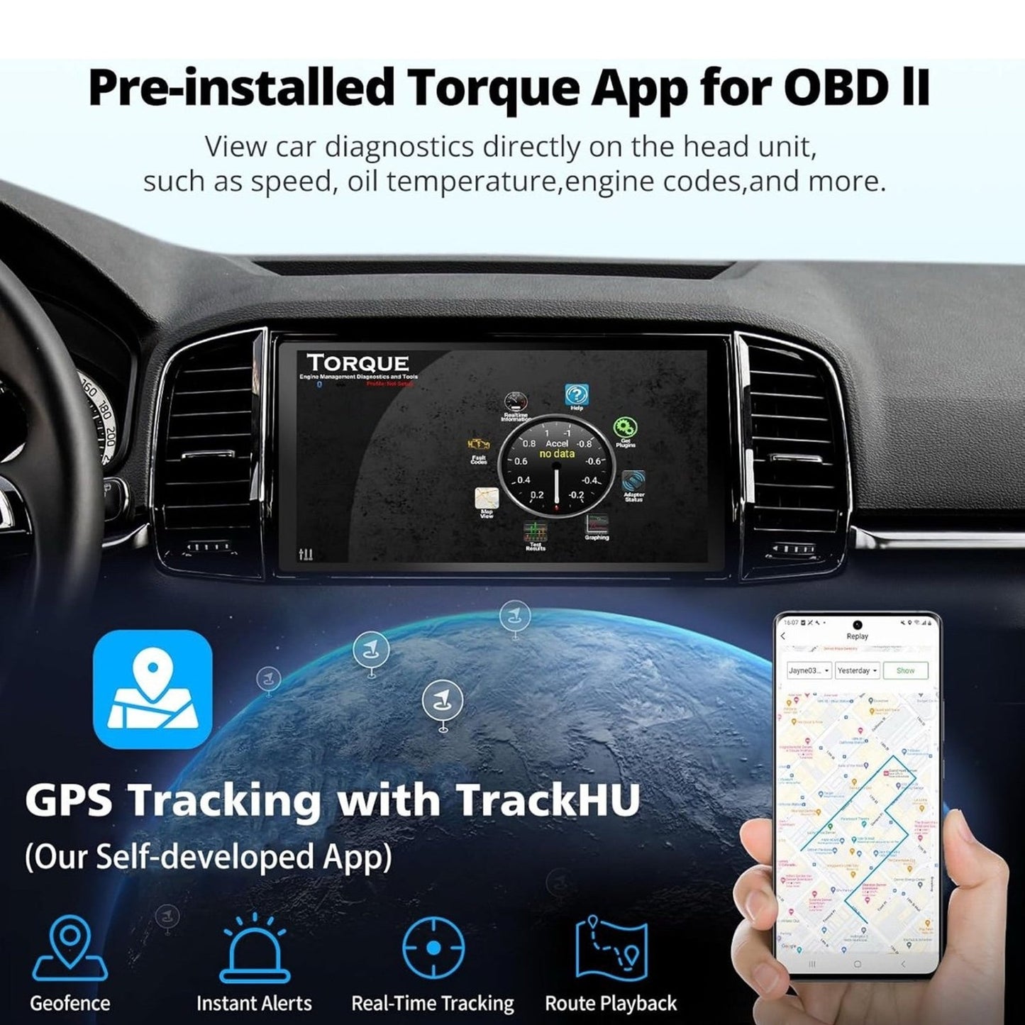AD6 Wired CarPlay to Wireless CarPlay/Wireless Android Auto Adapter, Wireless Android Support OBD, Intelligent AI Voice Dongle with GPS Tracking, AI Box with Bluetooth, 4GB+64GB