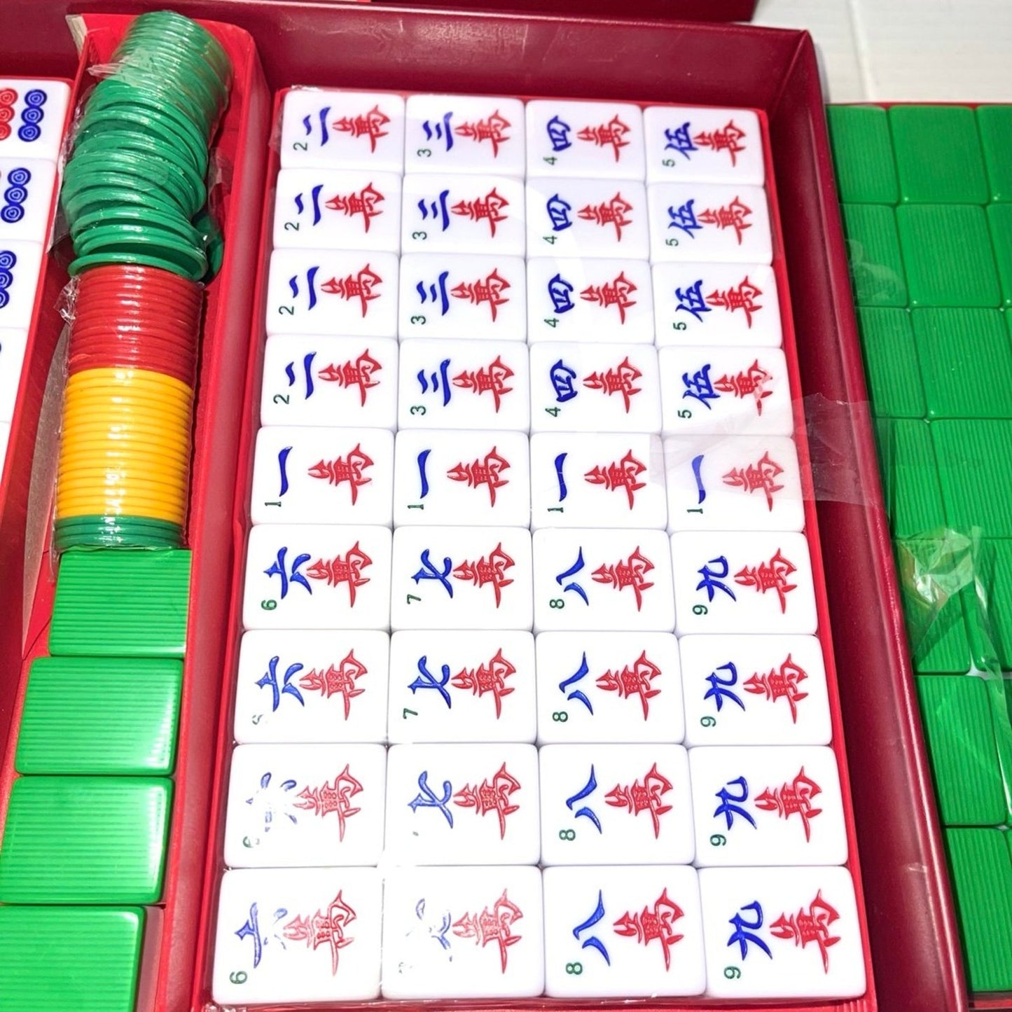 Mose Cafolo Chinese Mahjong Set X-Large 146 Numbered Melamine 1.5" Large Size Tile with Carrying Travel Case, English Manual, Pro Complete Mahjongg Game Set (Majiang, Mah Jongg)