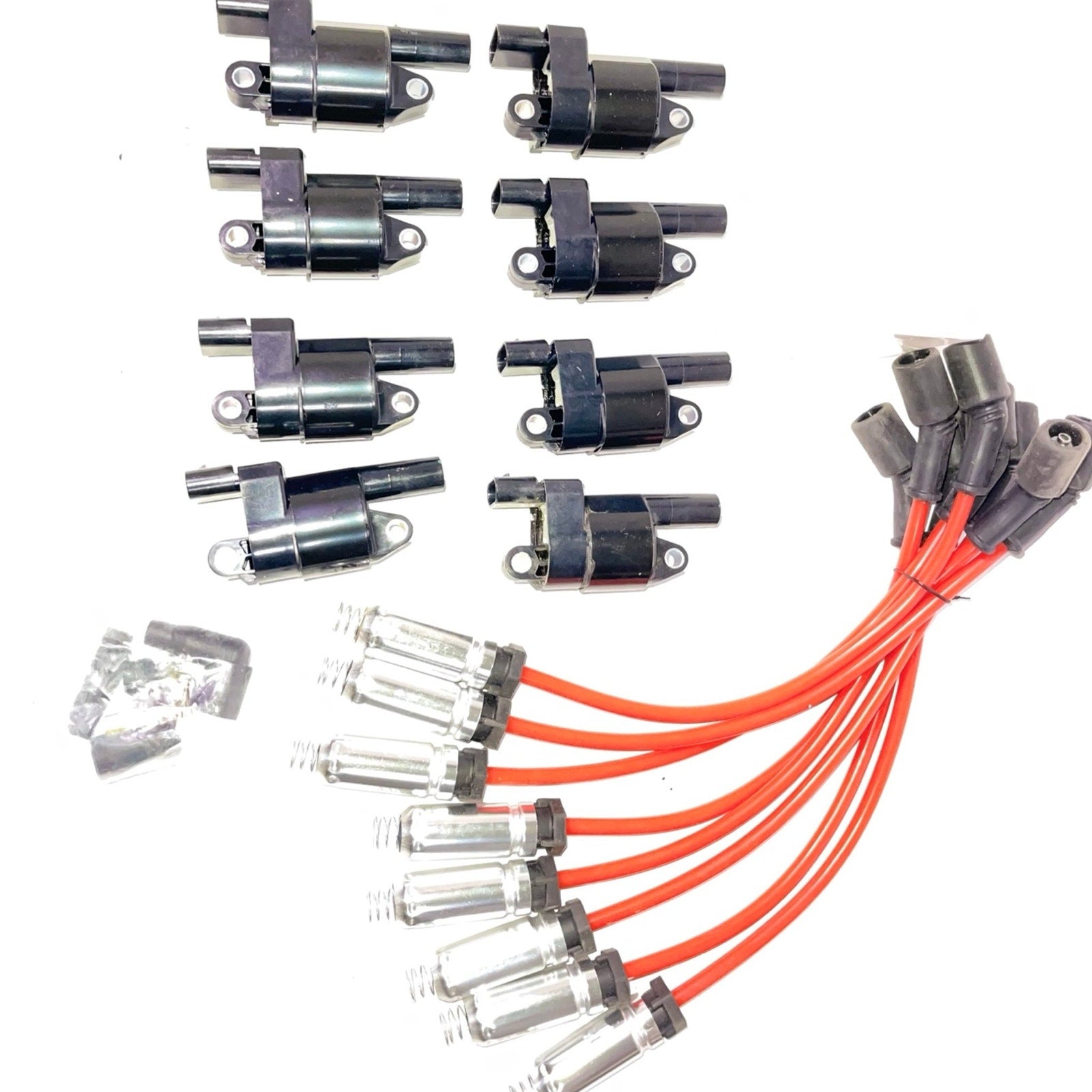 8X UF414 Round Ignition Coils Pack & Iridium Spark Plugs Wires Set for Chevrolet Corvette Avalanche Silverado 1500 2500 3500 GMC Savana 1500 2500 Cadillac Escalade