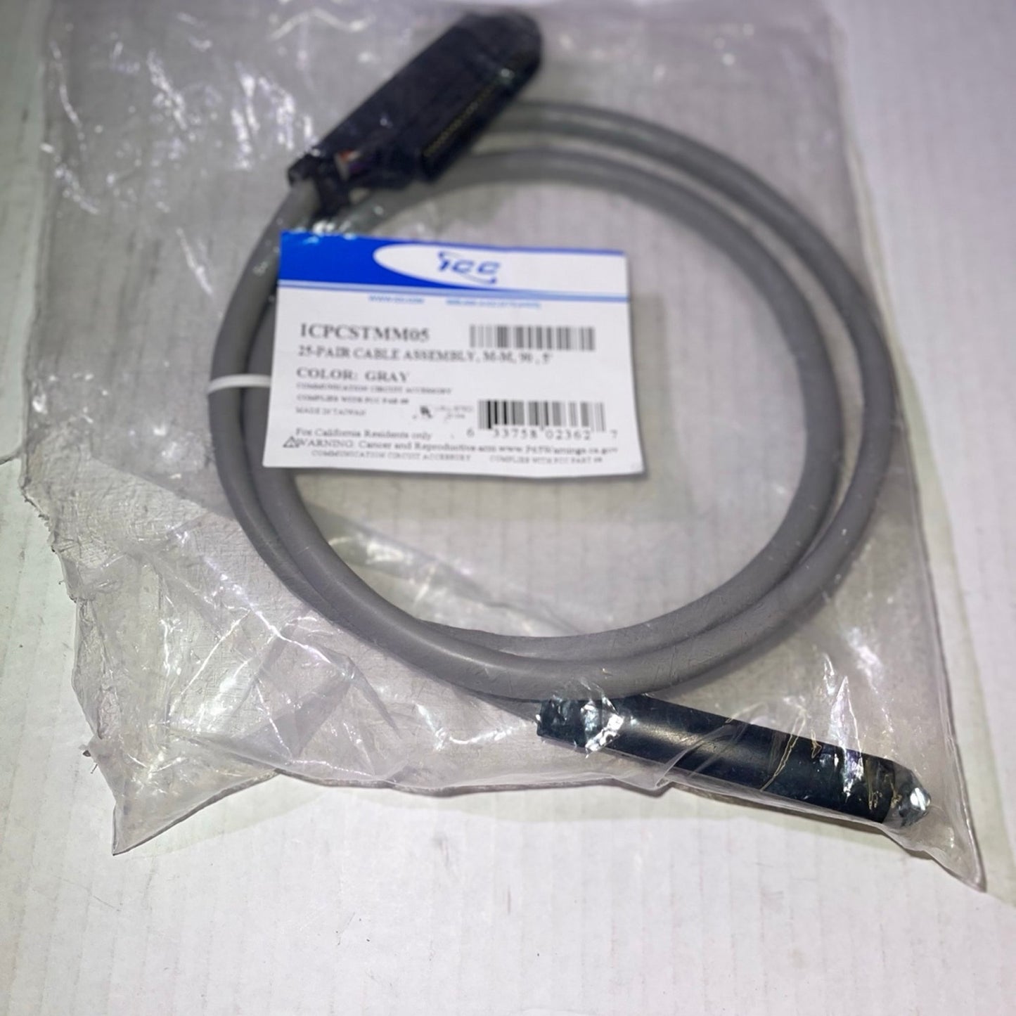 ICC 5 Foot 25-Pair Male-Female Amphenol Cable Rj21 Male-to-Female