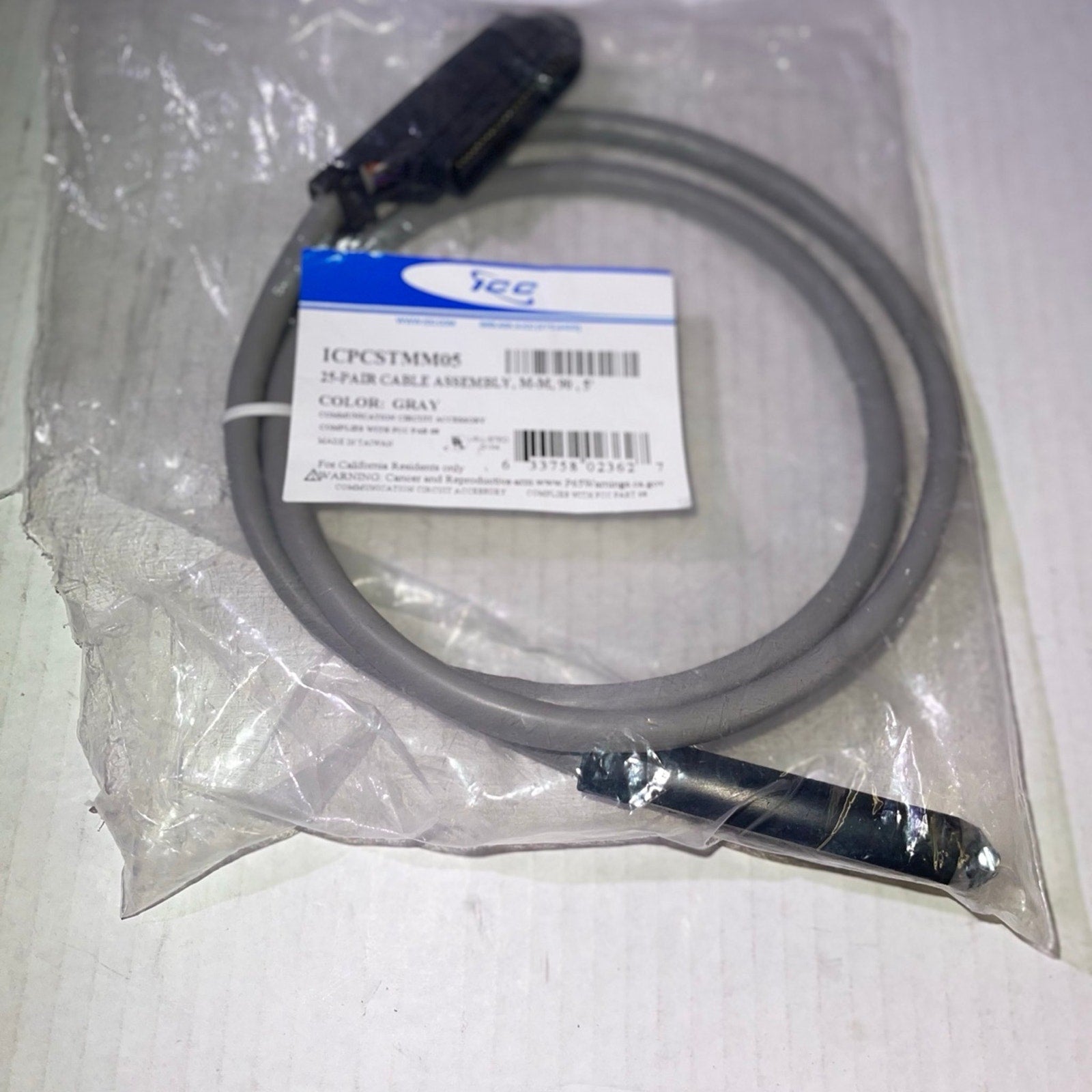 ICC 5 Foot 25-Pair Male-Female Amphenol Cable Rj21 Male-to-Female