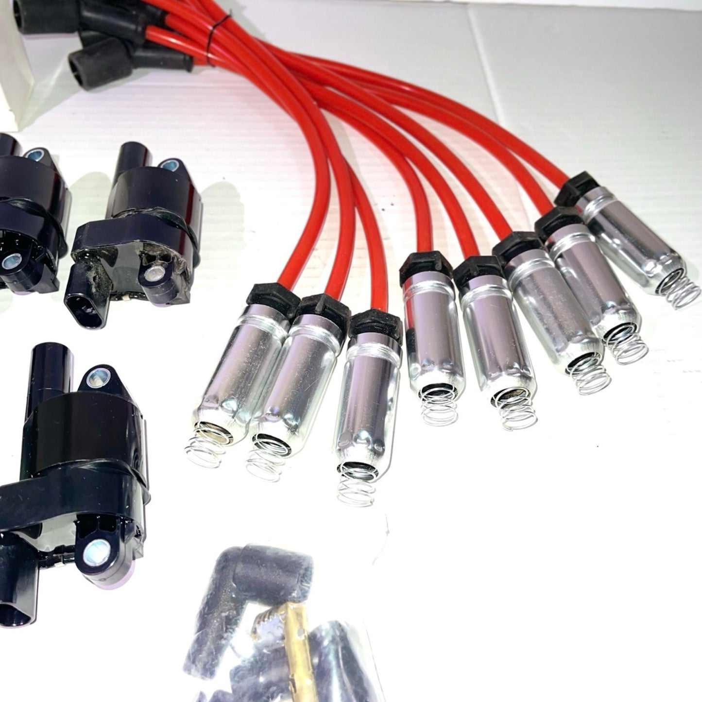 8X UF414 Round Ignition Coils Pack & Iridium Spark Plugs Wires Set for Chevrolet Corvette Avalanche Silverado 1500 2500 3500 GMC Savana 1500 2500 Cadillac Escalade