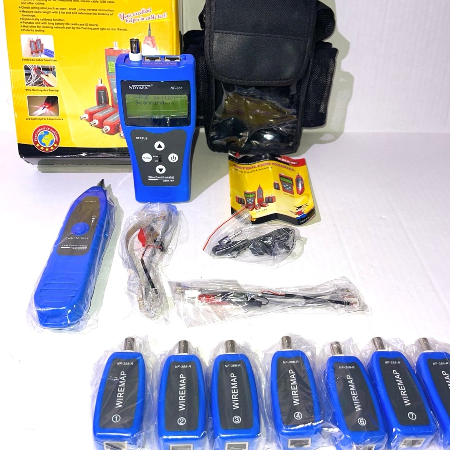 Network Cable Tester NF-388 Measure Length Continuity Test Wire Tracker RJ45 RJ11 Ethernet Cable Tester