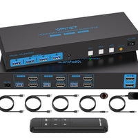 HDMI KVM Switch 2 Monitors 3 Computers EDID Simulation 4K@60Hz 3 Ports KVM Switc