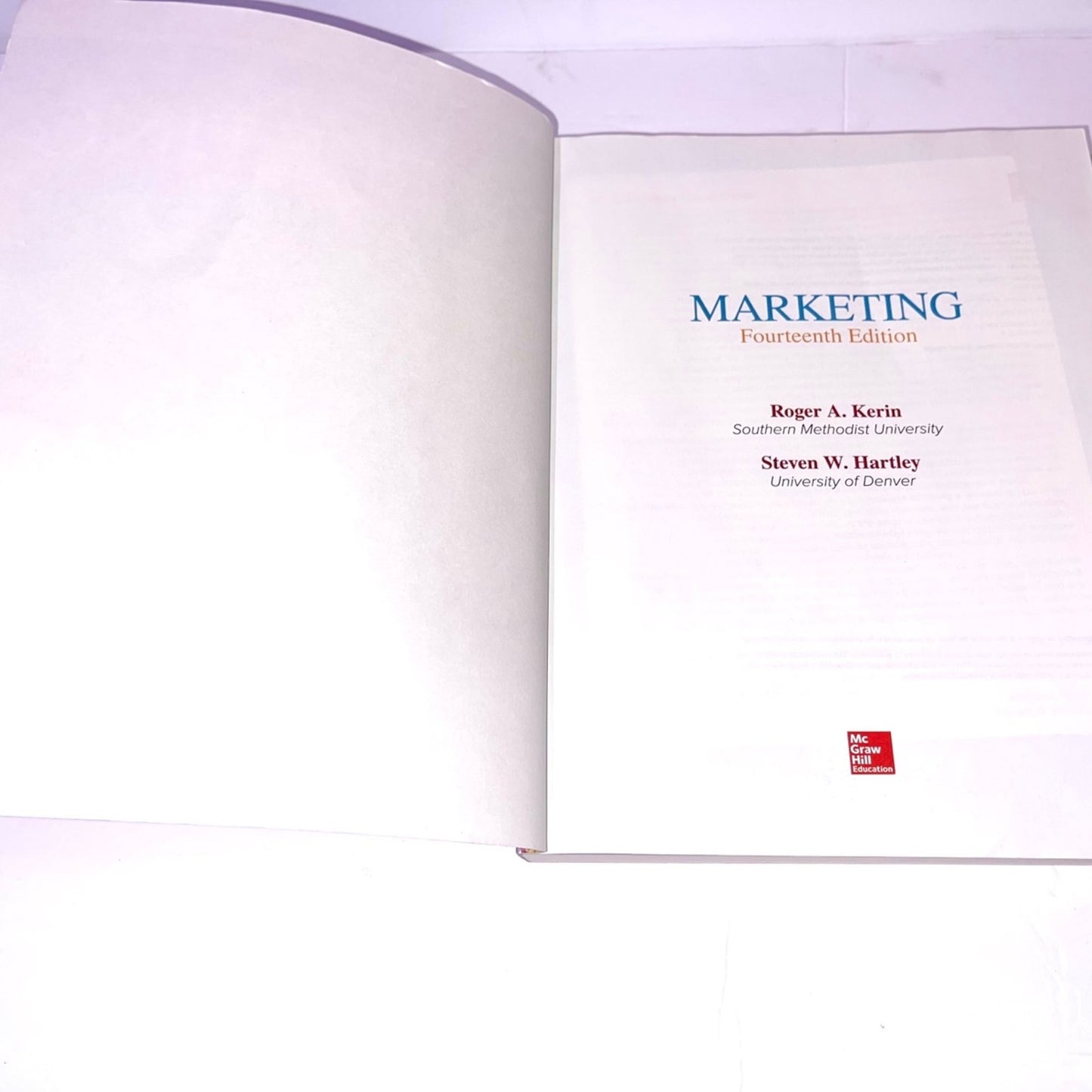Marketing McGraw Hill 14th Edition PAPERBACK TEXT Roger Kerin Steven Hartley
