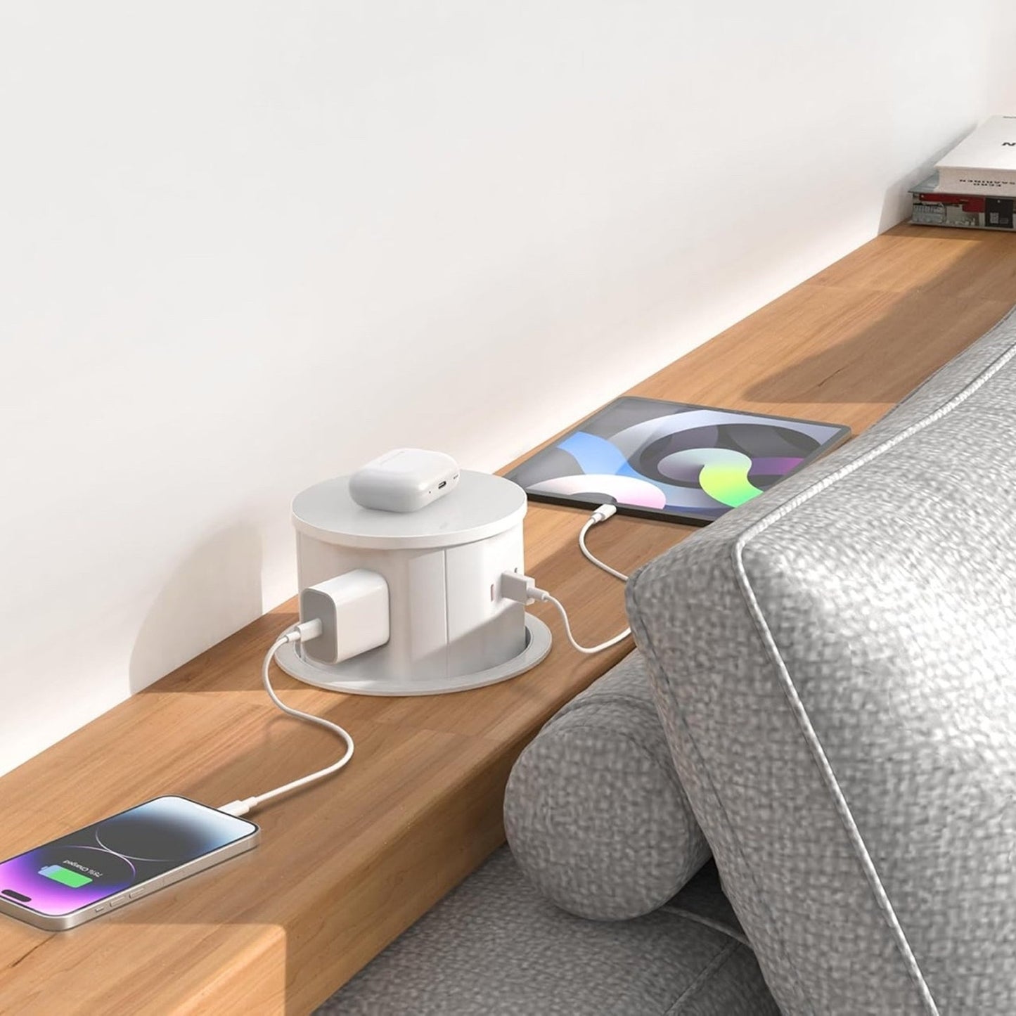 20 Amp Pop Up Countertop Outlet w/ 15W Wireless Charger,Max 65W Power Delivery,4