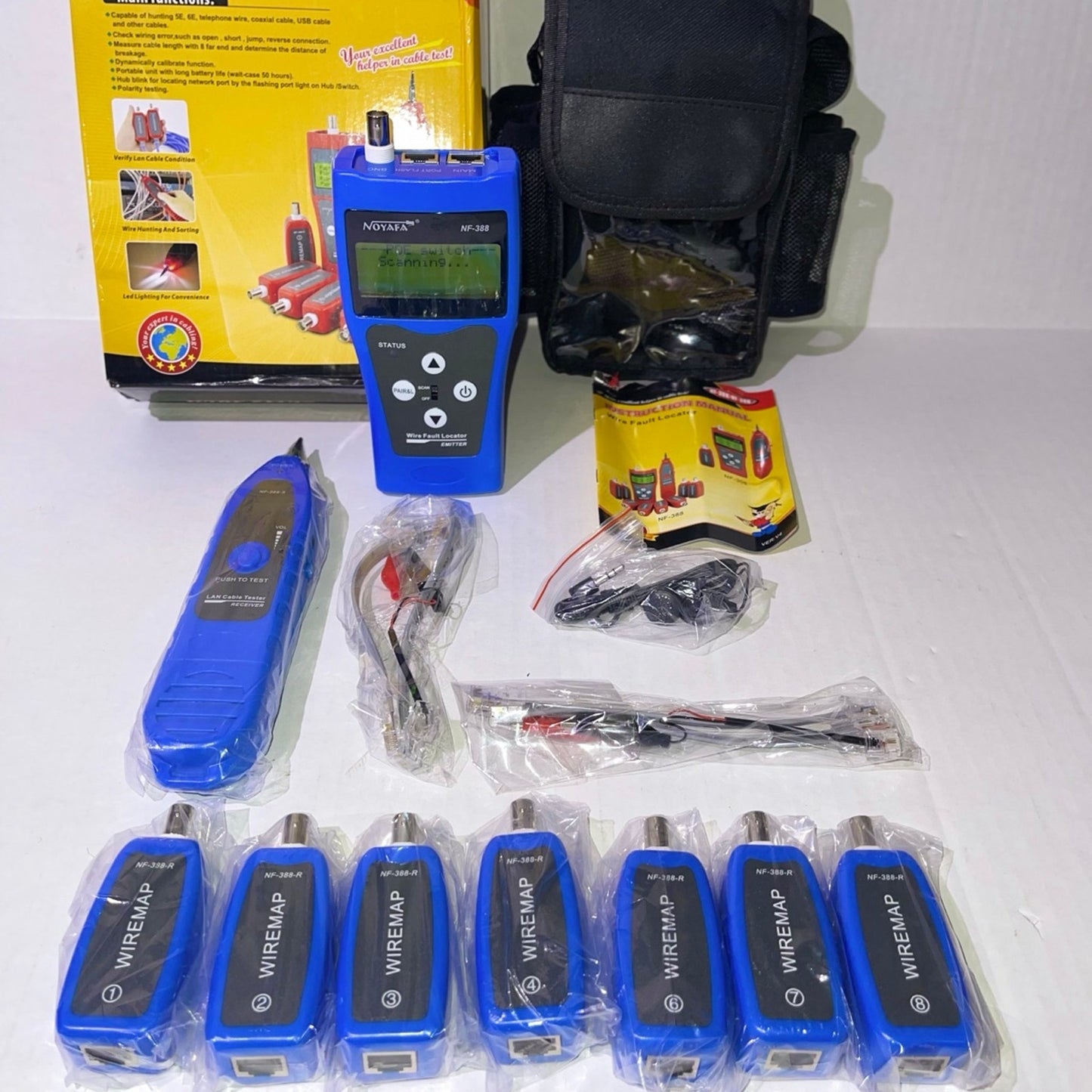 Network Cable Tester NF-388 Measure Length Continuity Test Wire Tracker RJ45 RJ11 Ethernet Cable Tester