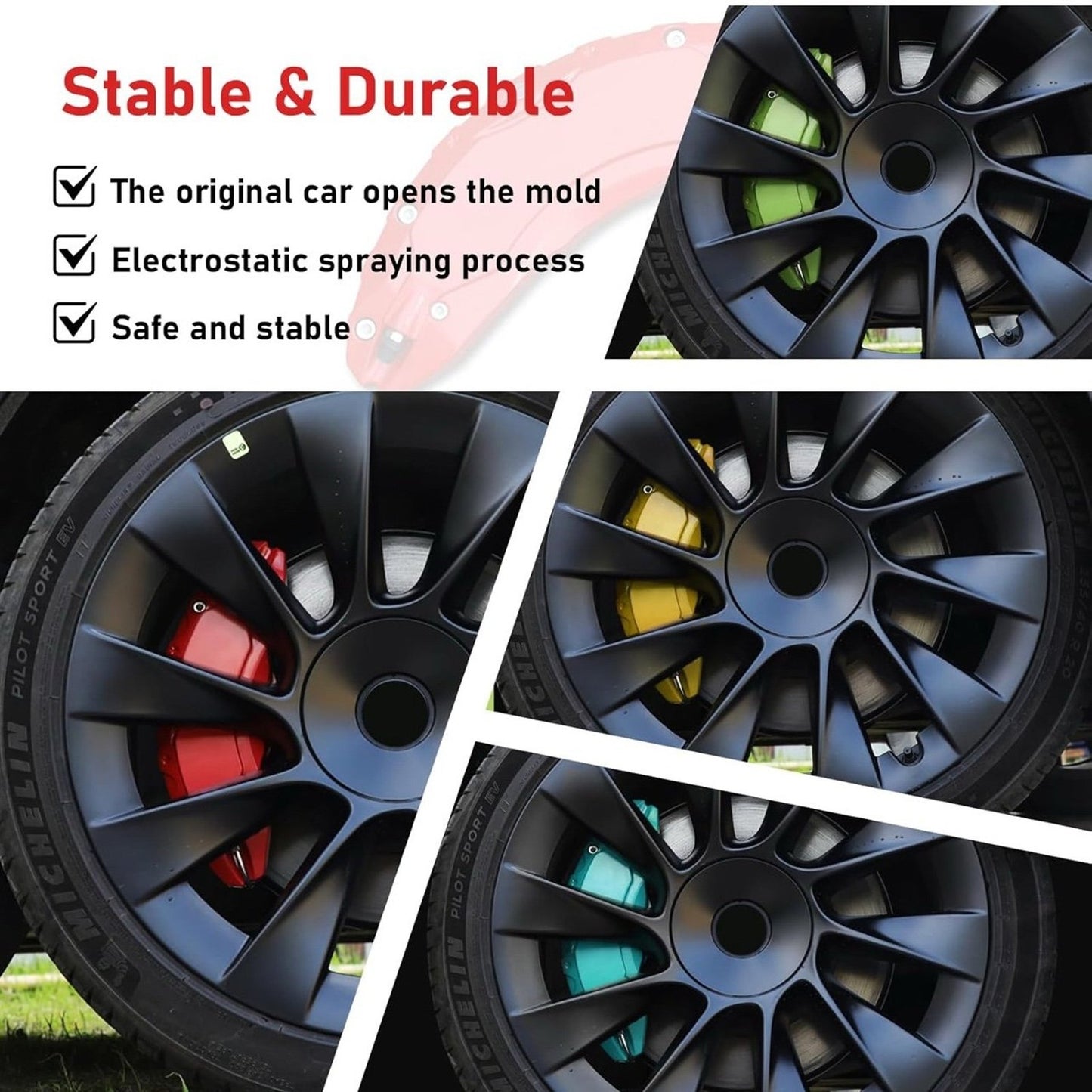 Red Brake Caliper Covers Set of 4 Tesla Model Y 2020-2024 19”-20”