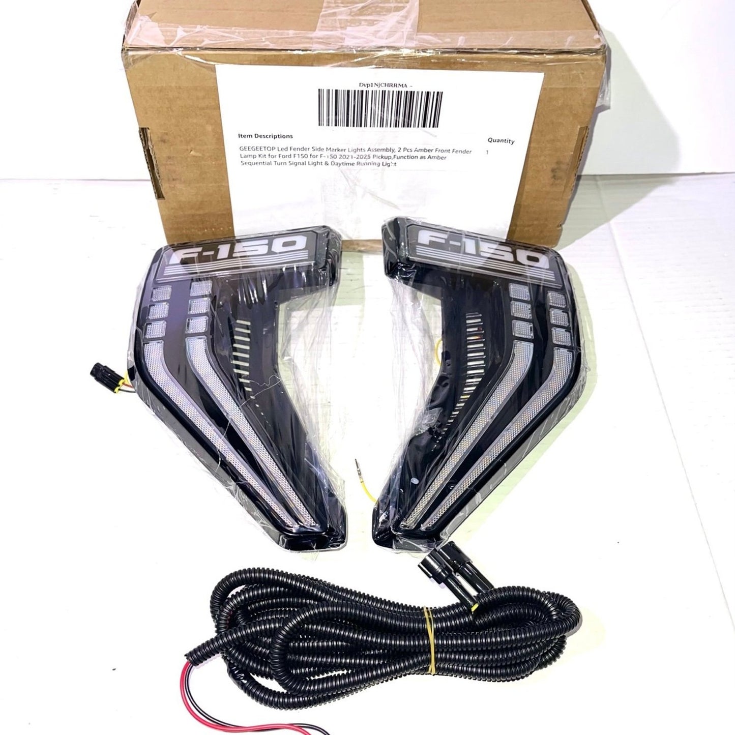 LED Side Fender Marker Light Dynamic Turn Signal for Ford F150 Raptor 2021-2025