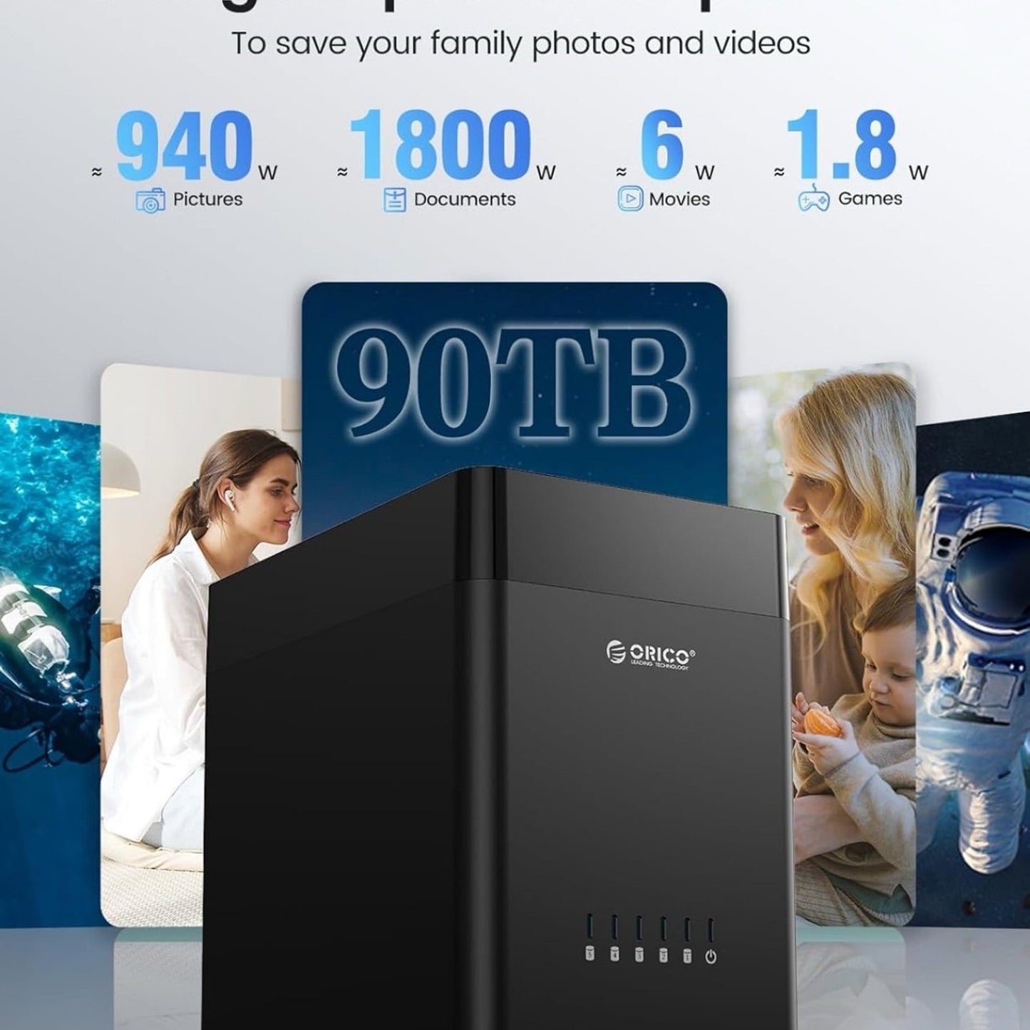 ORICO 5 Bay 3.5inch Hard Drive Enclosure USB 3.0 to SATA Magnetic Tool-Free External HDD Docking Station Case with 12V/6.5A Power Adapter for Family Storage Expansion Up to 90TB (5x18) - DS500U3 Seagate Barracuda ST2000DM008 2 TB 3.5" Internal Hard Drive