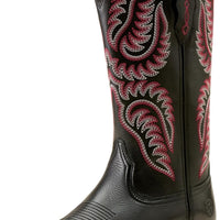 Ariat Women Cattle Caite Stretchfit Western Boot SZ 5.5B LEATHER BLK PINK COWGIRL