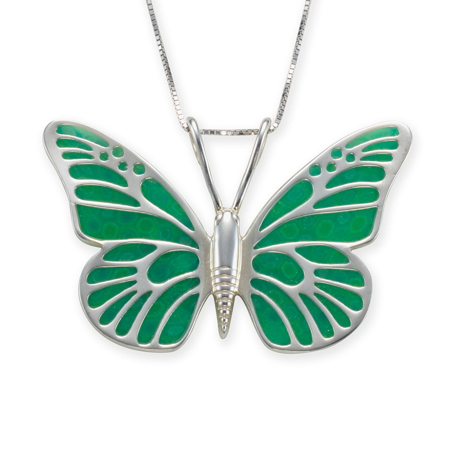 Handmade Polymer Clay Butterfly 925 Sterling Silver Pendant Set (Women)