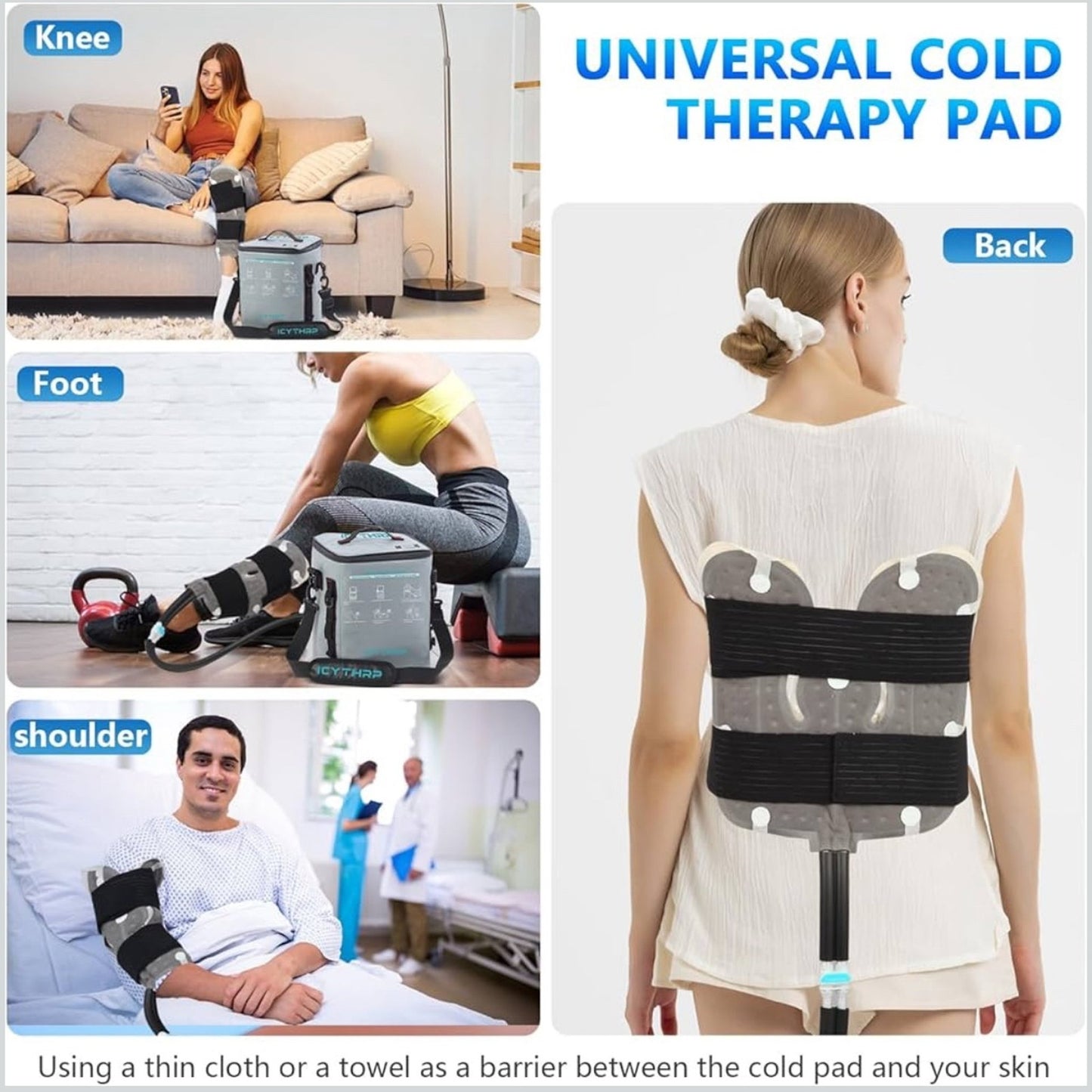 Cold Therapy Machine with Programmable Timer, Portable Ice Machine for Knee After Surgery, Knee Replacement Recovery System for Pain Relief w/Compression Pad for Shoulder, Hip and Ankle