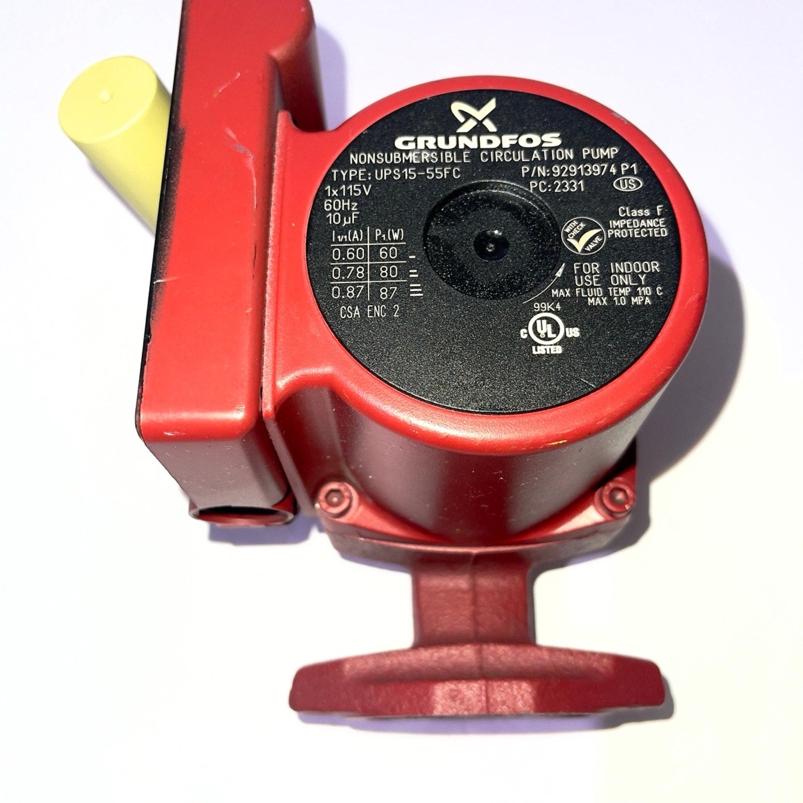 3-Speed Grundfos Pump Hot Water NONSUBMERSIBLE Circulator Pump Model UPS15-55FC;