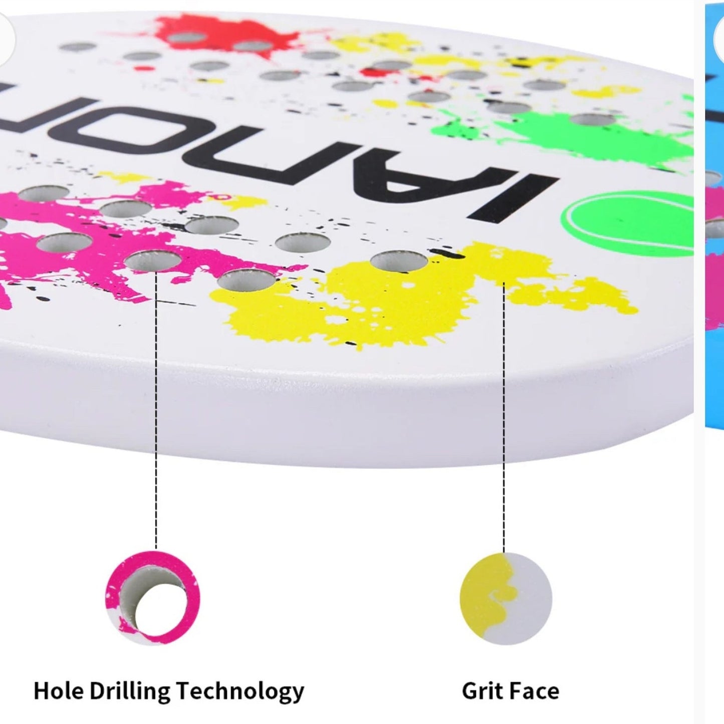 ianoni Beach Tennis Rackets Carbon Fiber Grit Face EVA Memory Foam Core Beach Tennis Rackets