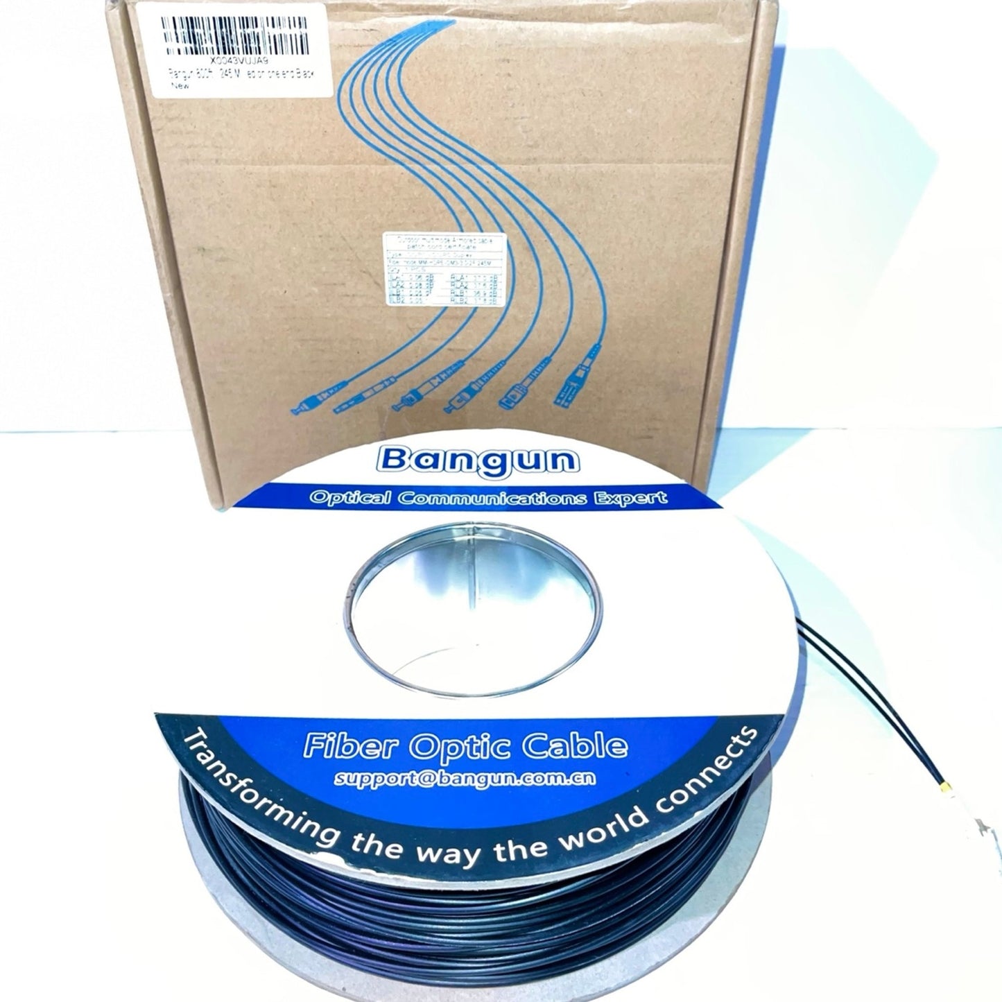 Armored Fiber Optic Cable OM3 Fiber LC to LC Outdoor 10GB/Gi 800ft (245 Meters) Multimode Fiber Patch Cable Duplex 50/125 with Pulling Eye Kit Installed on one end, Black
