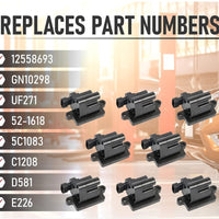 GMC CHEVY AA IGNITION AA140 REPLACEMENT IGNITION COIL 112521 Ignition Coil 9PK- Replaces 12558693, GN10298, C1208, D581 - with Cadillac, Chevy & GMC - Escalade, Silverado, Avalanche, Express 3500, Suburban, Tahoe, Sierra, Savana, Yukon