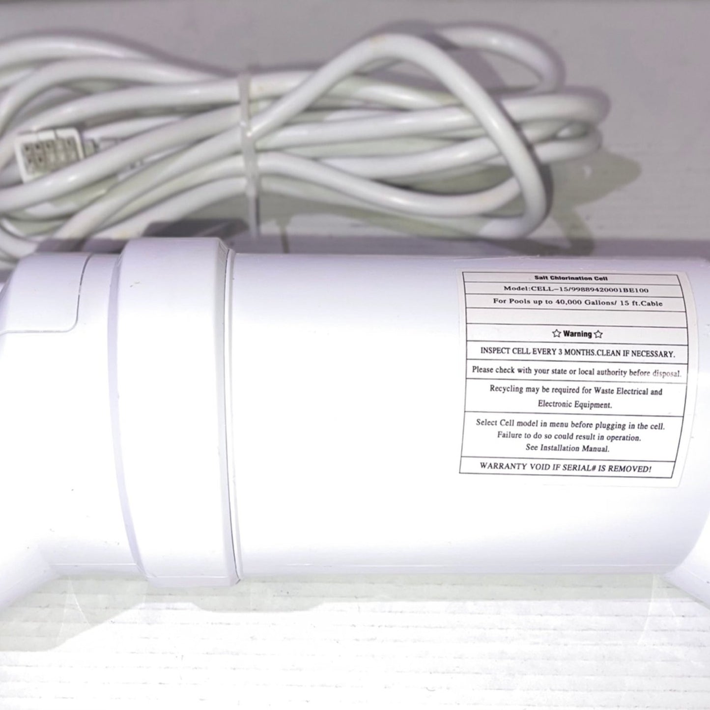 Salt Chlorination Cell High-Performance 40,000 Gallon Cell for In-Ground Pools for T-15/BLT15H Systems