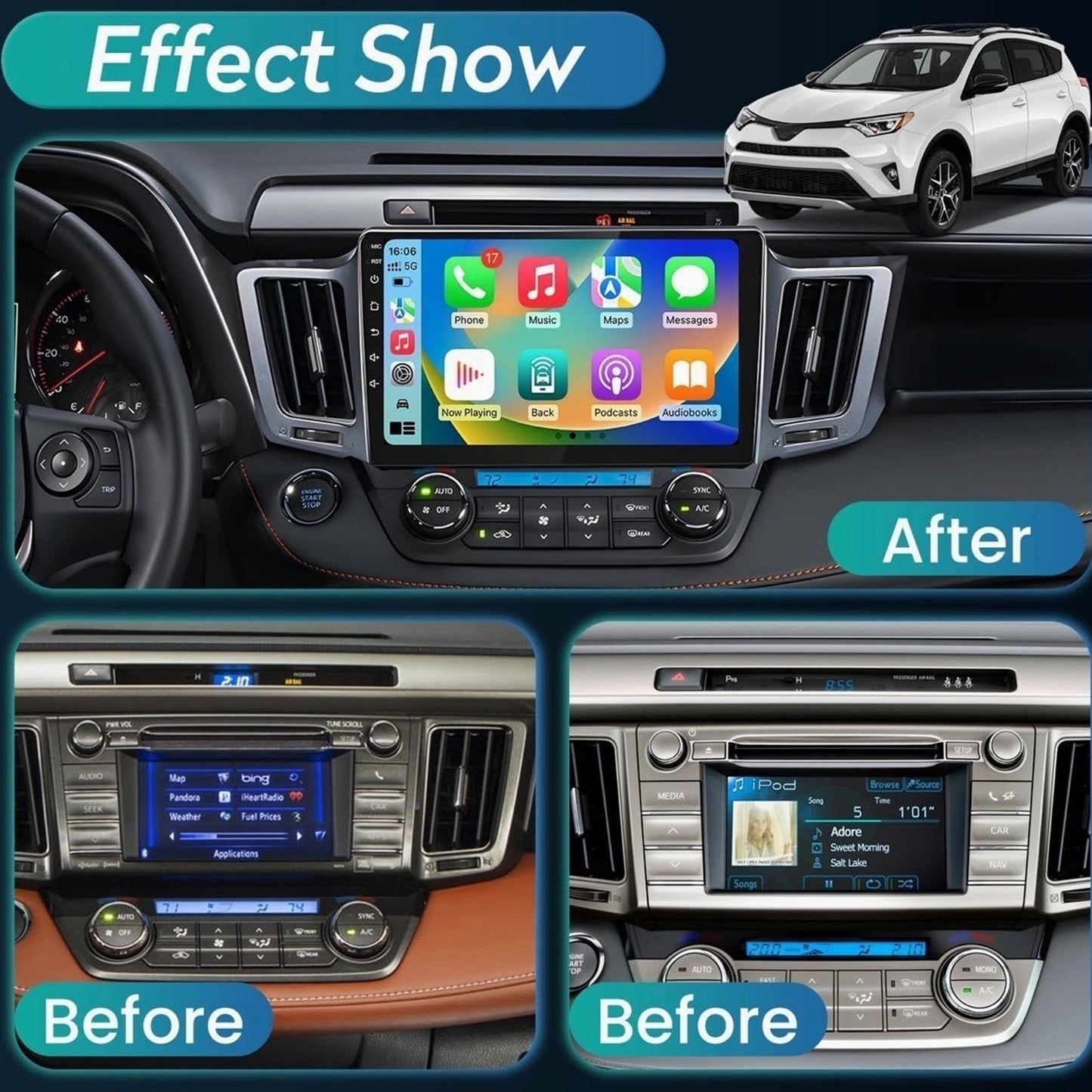 Toyota RAV4 2013-2018 Android Car Stereo Radio for GPS Navigation with Carplay Android Auto,TouchScreen  4GB+32GB) 5G WiFi 8 Core 1280x800 Resolution Bluetooth 1080P Backup Camera