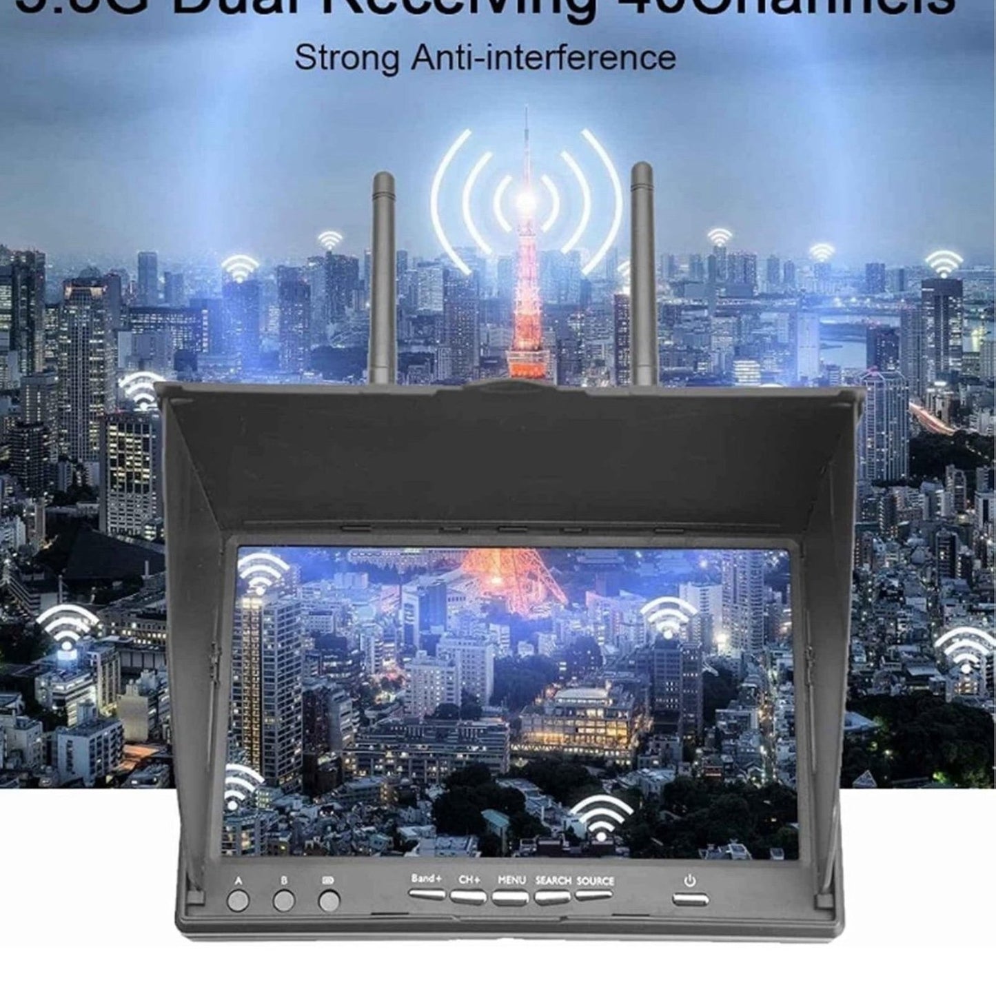 FPV Monitor 7” LCD Video Screen 800 x 480 Resolution, 5.8GHz 40CH DVR Function, RC Drone Display Screen with Auto Search, 2000mAh FPV Receiver for Drone Quadcopter(US Plug)