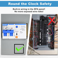 50 Amp Spa Panel, IP 65 Outdoor Breaker Box, 50 Amp GFCI Breaker for Hot Tub, Swimming Pools, 240V 1 Pole 3 Wires, Meeting NEMA 3R Standards for Outdoor Indoor