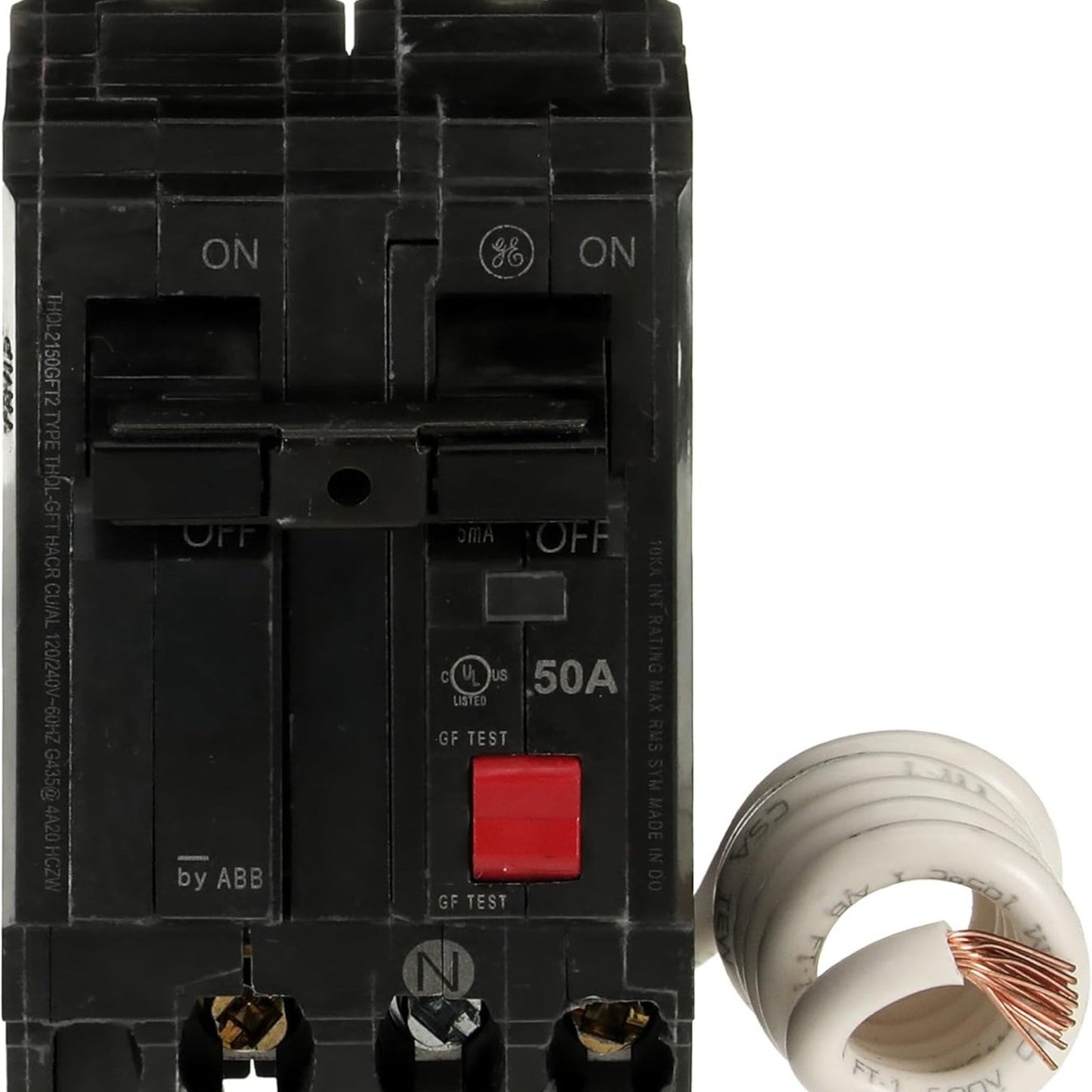 50A 240-Volts Double Pole Circuit Breaker 50 Amp Double Pole Ground Fault Breaker with Self-Test ABB Q-Line THQL2150GFT2P