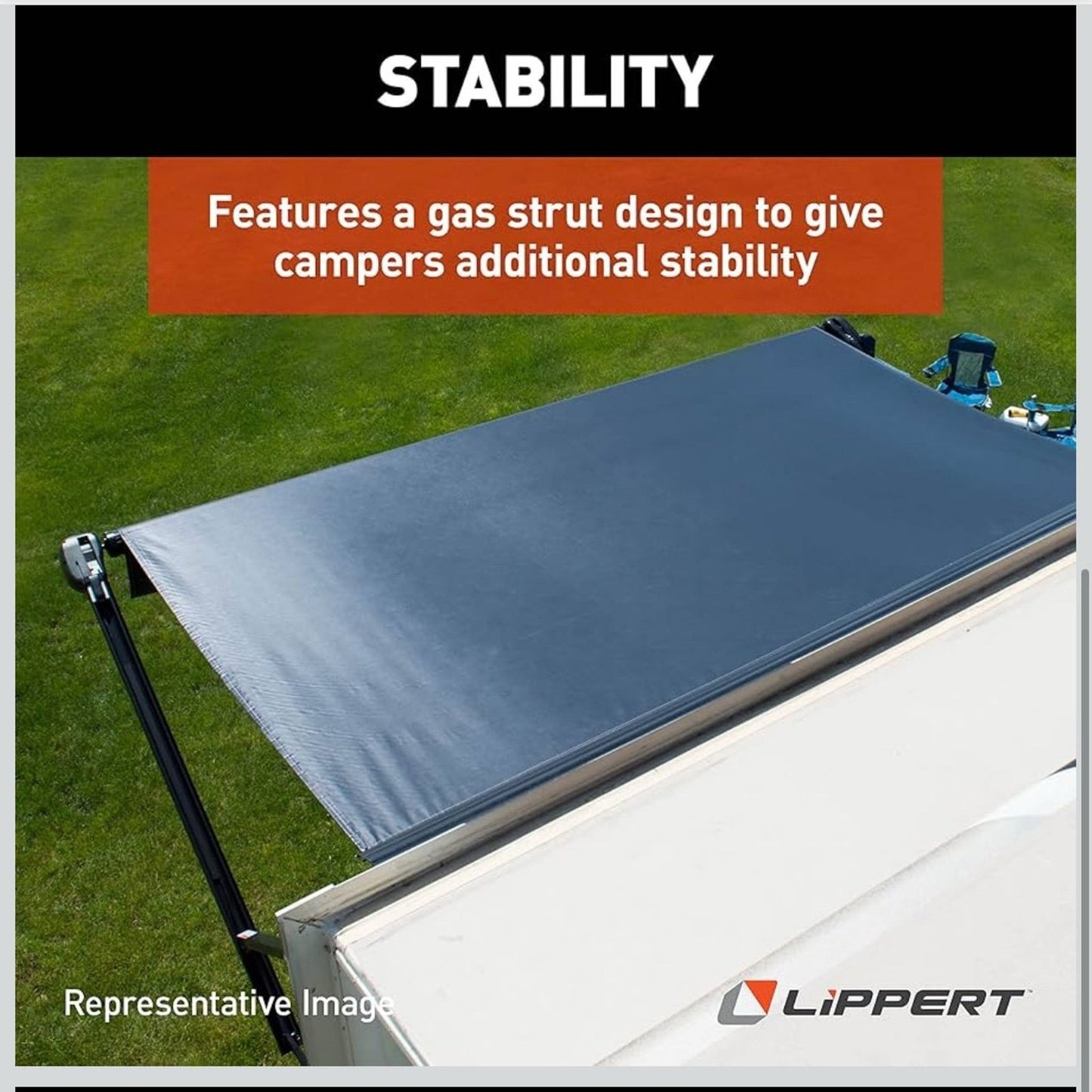 Standard Flat Awning Support Arm Assembly Solera 3000 Series- 281154 69" Black