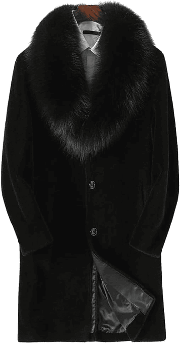 Long Faux Fur Fluffy Collar Luxury Outerwear Winter Coat Warm Overcoat Jacket (Men)