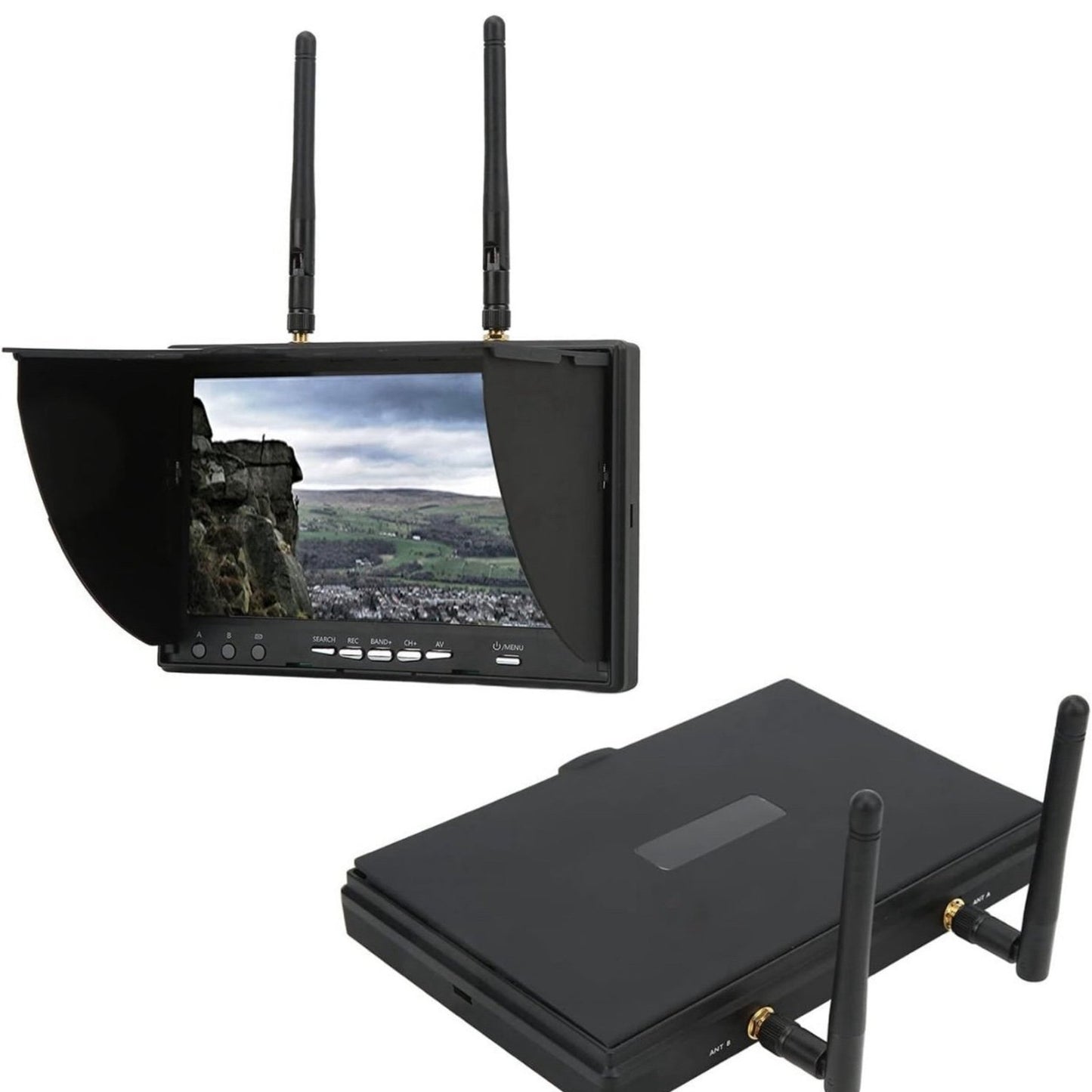 FPV Monitor 7” LCD Video Screen 800 x 480 Resolution, 5.8GHz 40CH DVR Function, RC Drone Display Screen with Auto Search, 2000mAh FPV Receiver for Drone Quadcopter(US Plug)