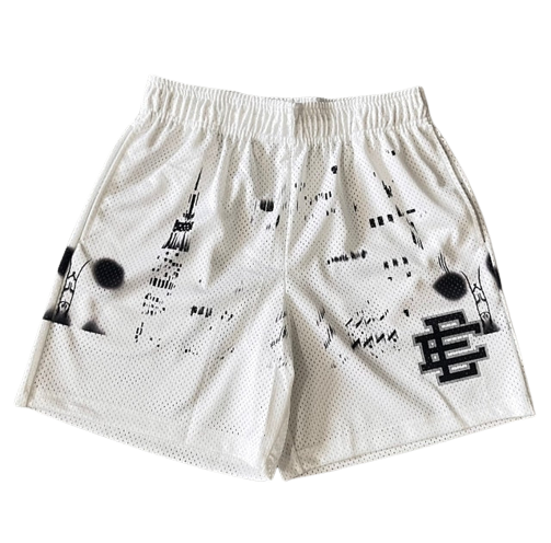 EE Crypto White 6" Inseam Drawstring Shorts (Unisex)