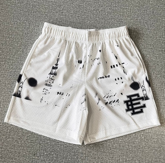 EE Crypto White 6" Inseam Drawstring Shorts (Unisex)