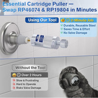 Cartridge Removal Tool for Delta Tub & Shower Faucets, Fits 1300/1400 Series RP46074 & RP19804 Cartridges, Heavy-Duty Reusable Steel Puller Extractor, Damage-Free DIY Valve Repair