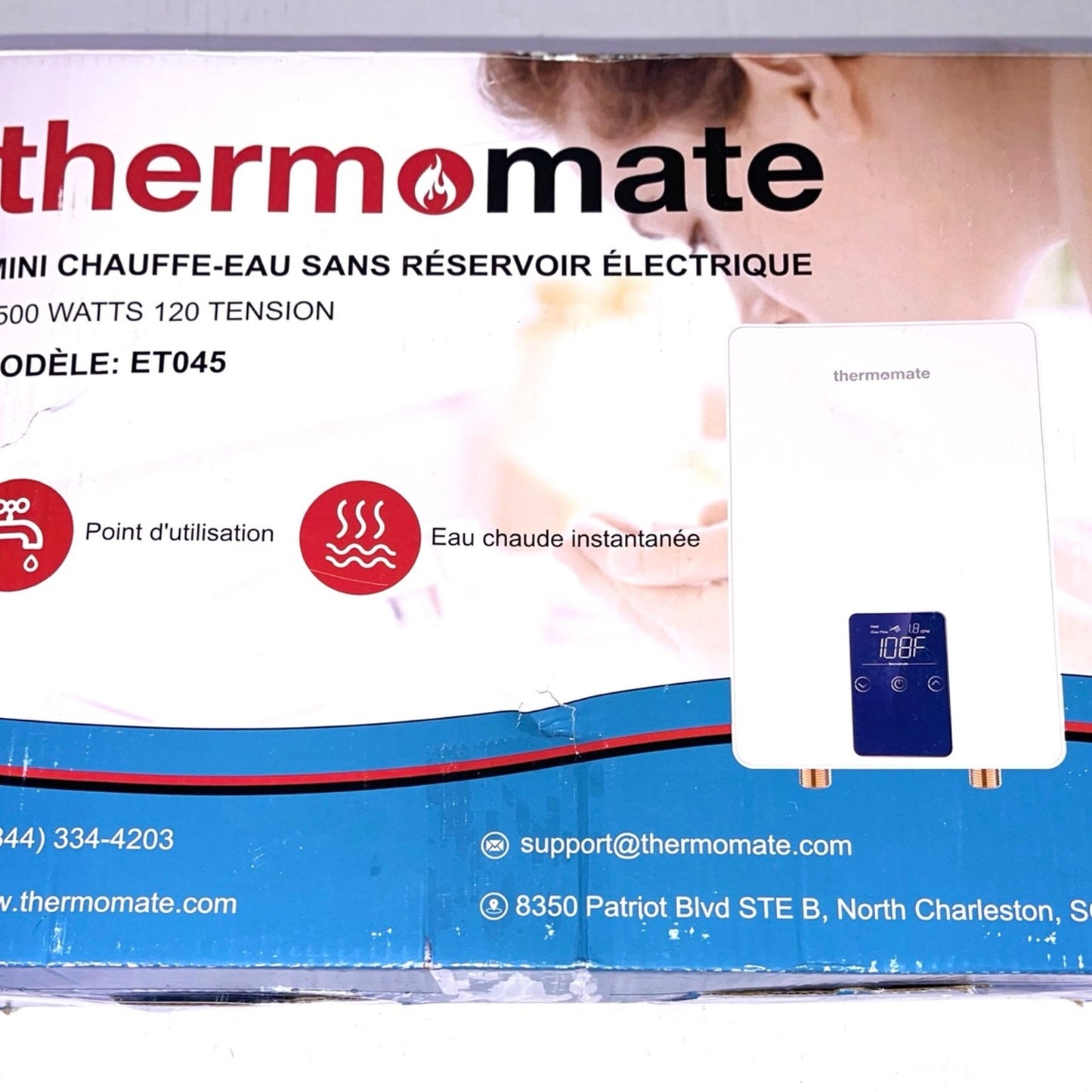 ThermoMate Tankless Water Heater Electric for Single Faucet, 4500W 120V Small Po