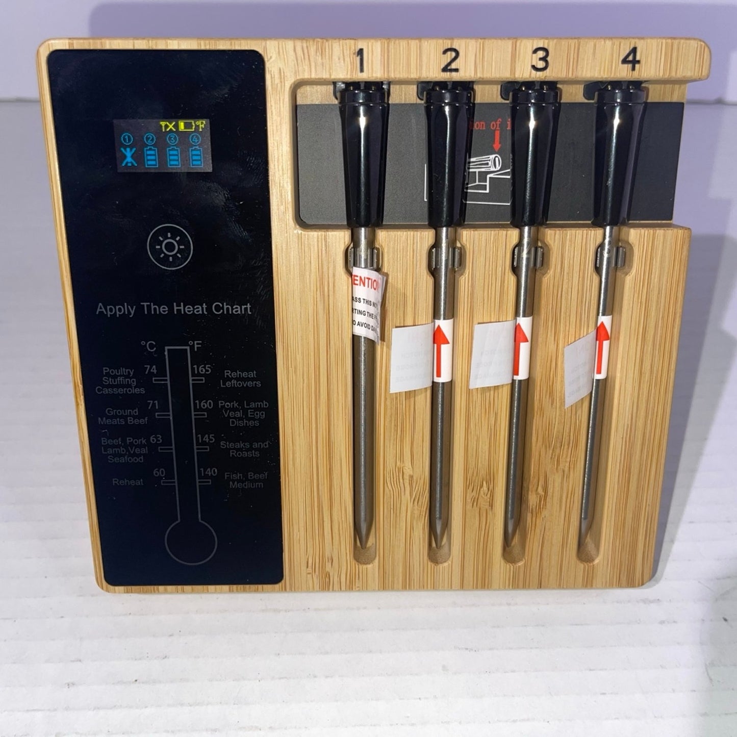 Smart Wireless Meat Thermometer 4 Probes, Bluetooth Food Thermometer Remote Trac