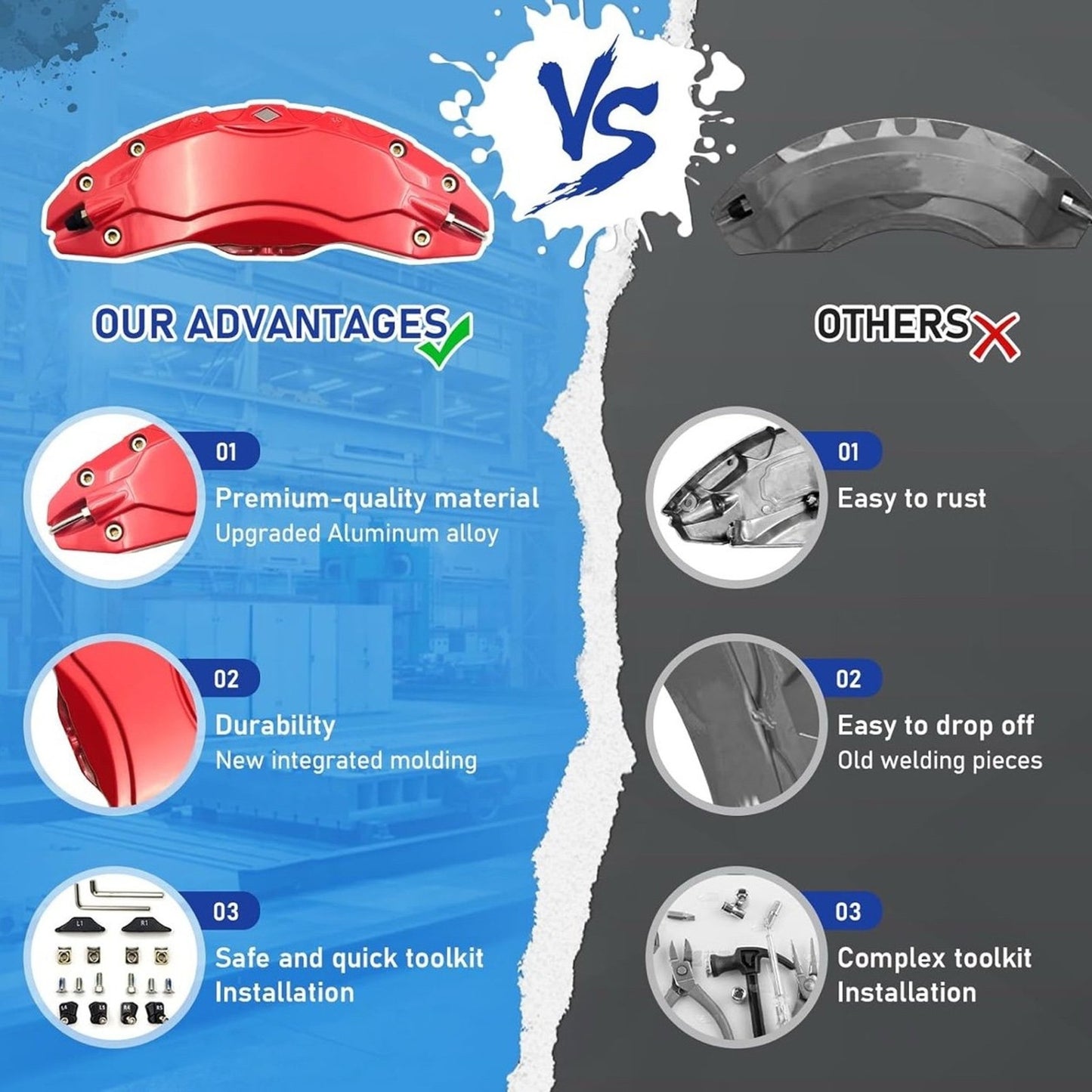 Red Brake Caliper Covers Set of 4 Tesla Model Y 2020-2024 19”-20”