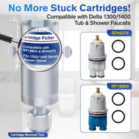 Cartridge Removal Tool for Delta Tub & Shower Faucets, Fits 1300/1400 Series RP46074 & RP19804 Cartridges, Heavy-Duty Reusable Steel Puller Extractor, Damage-Free DIY Valve Repair