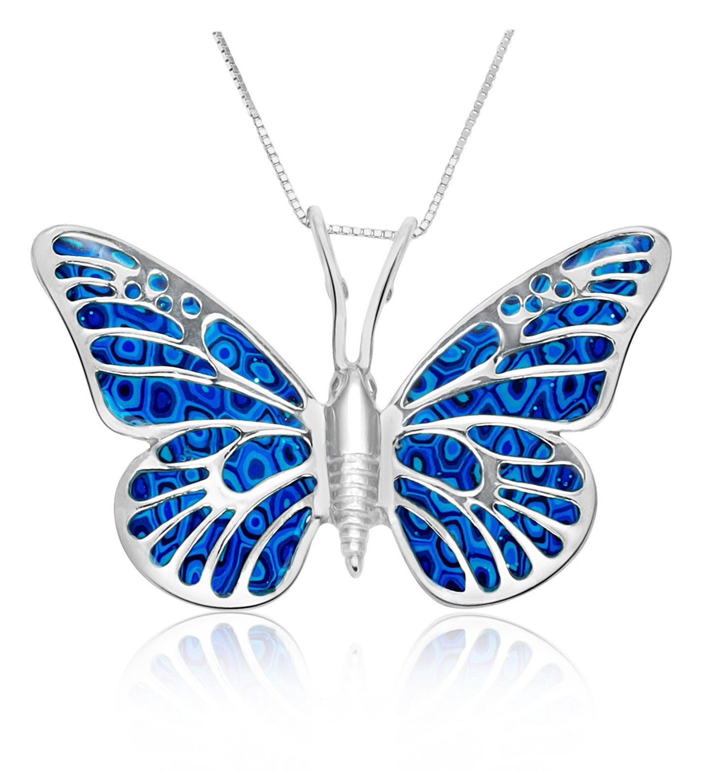 Handmade Polymer Clay Butterfly 925 Sterling Silver Pendant Set (Women)