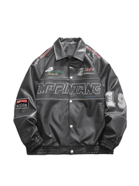 Vintage PU Leather Racing "Mepintang" 19 Jacket (Men)