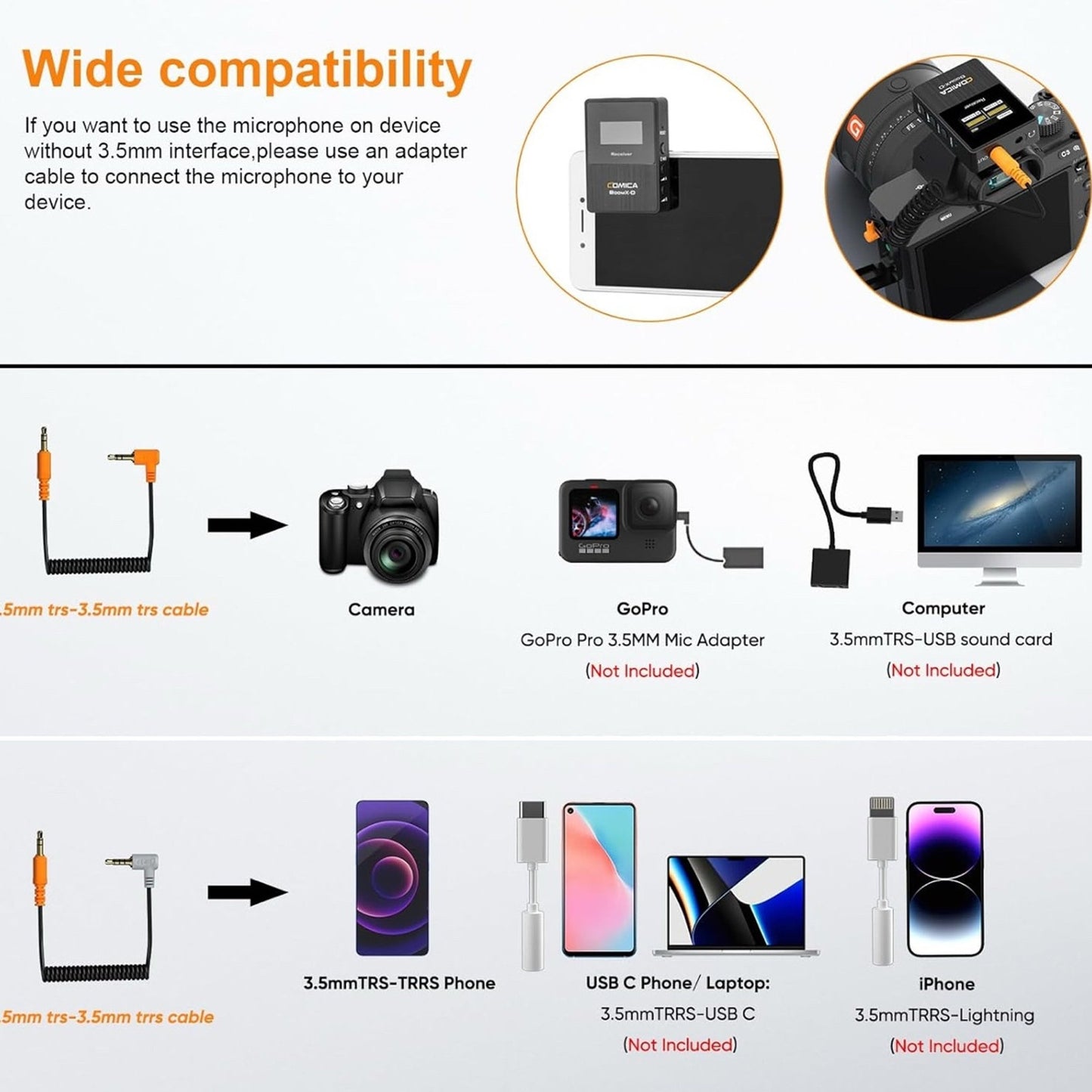 COMICA BoomX-D2 Wireless Lavalier Microphone, 2.4G Dual Lapel Mic with 2 Transmitters, Noise Cancellation, 656ft Range, with iPhone, Android, Camera, for YouTube Video Recording Streaming