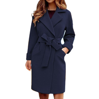 Lapel Wrap Belted Trench Coats with Pockets (Women)