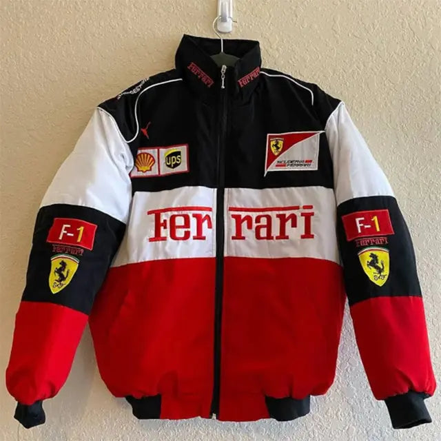 Men Women's Vintage Ferrari F1 Racing Bomber Jacket