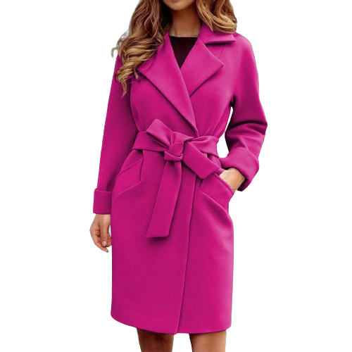 Lapel Wrap Belted Trench Coats with Pockets (Women)