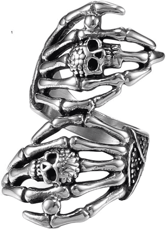 Fierce Punk Unisex SZ 8 Full Finger Skull Skeleton Ring (Unisex)