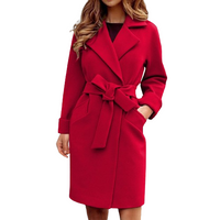 Lapel Wrap Belted Trench Coats with Pockets (Women)