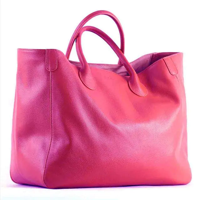 Oversized Genuine Cowhide Leather Tote Bag (Women)