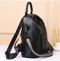 Black Travel Real Leather Shoulder Vintage Backpack (Women)