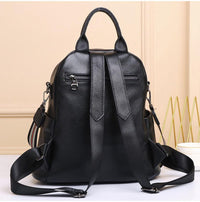 Black Travel Real Leather Shoulder Vintage Backpack (Women)