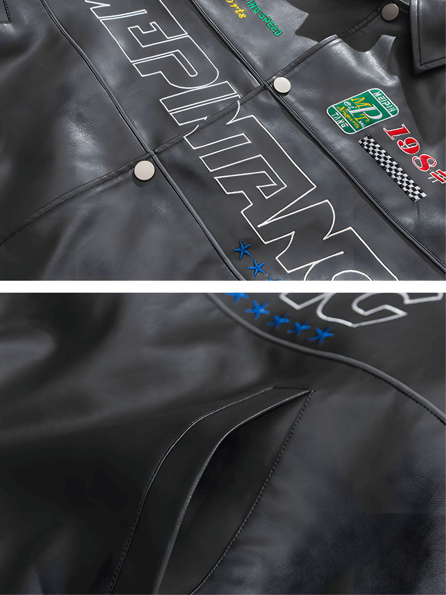 Vintage PU Leather Racing "Mepintang" 19 Jacket (Men)