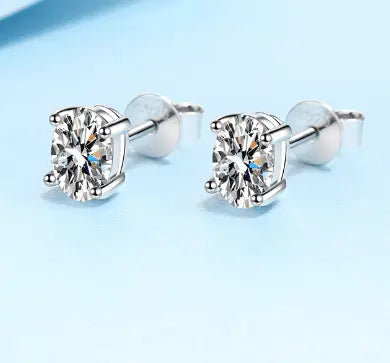 2CTW Total Sterling Silver VS1 Moissanite Stud Earrings (Unisex)